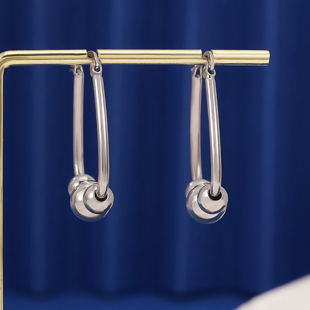 925 Sterling Silver Bead Hoop Earrings for Women 18mm – Hypoallergenic 3-Bead Pendant Ring Earrings with Gift Box, Nickel-Free Elegant Jewelry Perfect Birthday Holiday Anniversary Gift