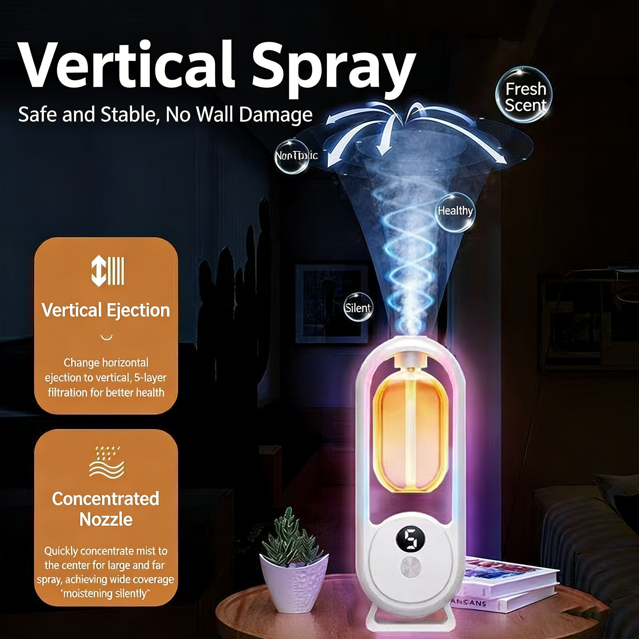 Essential Oil Diffuser Aromatherapy Humidifier with 7 Color LED Light – USB Powered Quiet Mini Aroma Diffuser for Bedroom, Office, Yoga & Home with Timer, Multiple Scents | Hilton Gardenia Ocean Jasmine