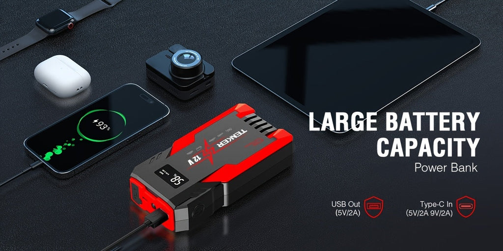 4000A/6000A Car Jump Starter with 150 PSI Air Compressor – 2-in-1 Portable Battery Booster & Tire Inflator, USB Fast Charge Power Bank, 3-Mode Flashlight for Cars, Trucks, Motorcycles & SUVs
