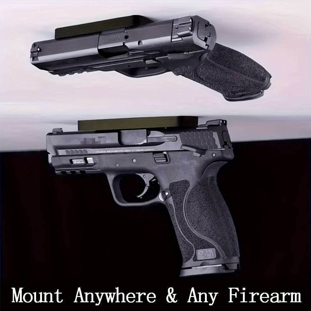 Magnetic Pistol Holster Mount – 30 lbs Rubber Coated Gun Holder for Car Truck Home Wall Table, Quick Draw Ready, Won't Scratch Firearm, Strong Double-Sided Tape Included