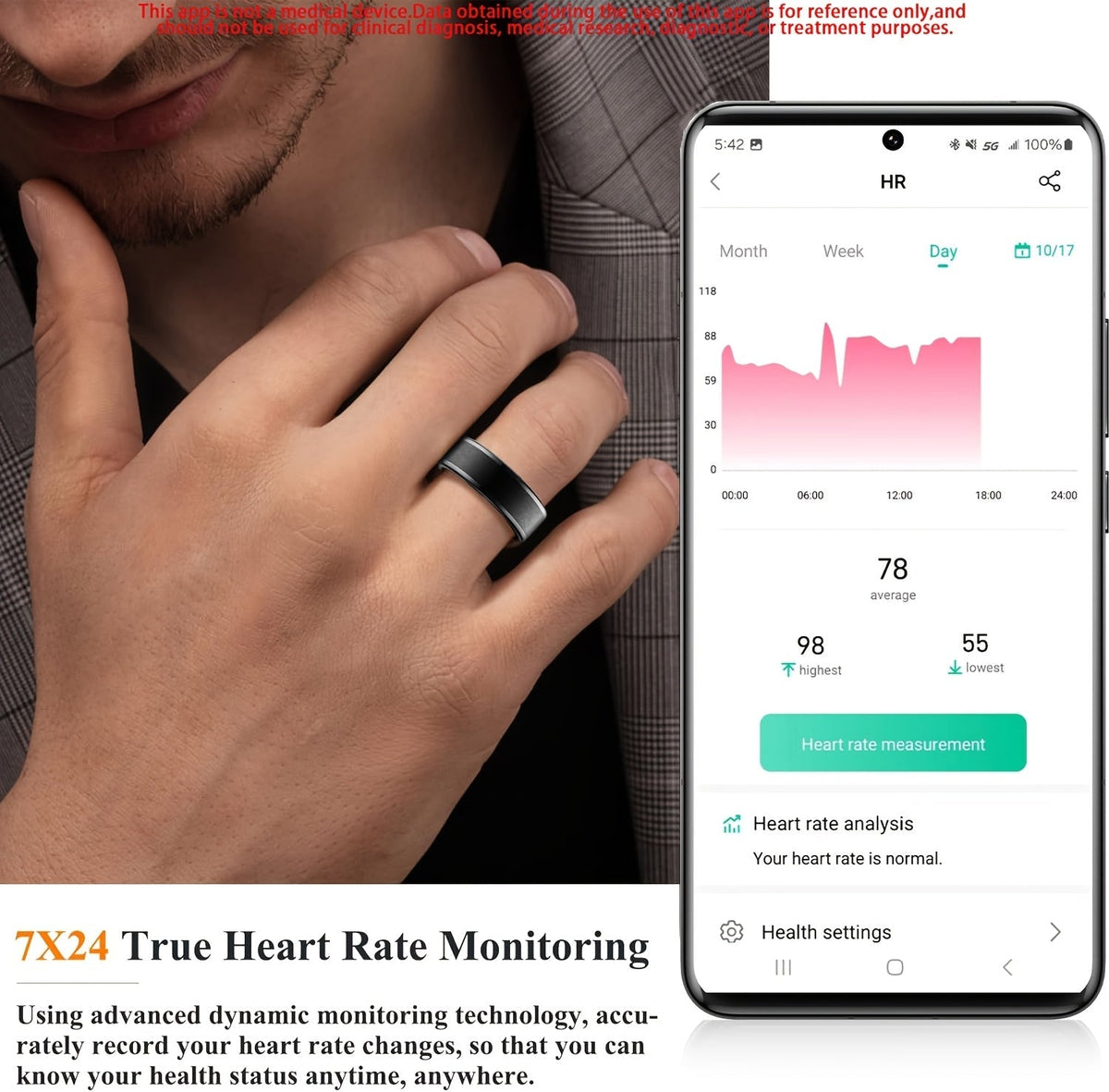Smart Ring for Women Fitness Tracker – Heart Rate HRV Sleep Monitor Stress & Menstrual Tracking, 100+ Sports Modes IP68 Waterproof No Subscription, Bluetooth 5.4 iPhone & Android, Sizes 7-13