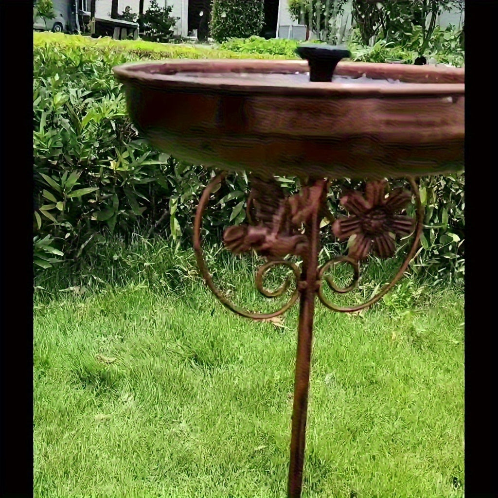 Metal Outdoor Bird Bath & Feeder Set with Sunflower Design – 5-Claw Base Column, Weather-Resistant Garden Decor for Backyard, Courtyard & Terrace, Attracts Wild Birds