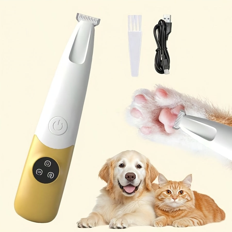 Cordless Quiet Dog Paw Trimmer with LED Light Low-Noise Rechargeable Pet Hair Clipper for Paws Face Ears Small Dogs Cats Professional At-Home Grooming Tool