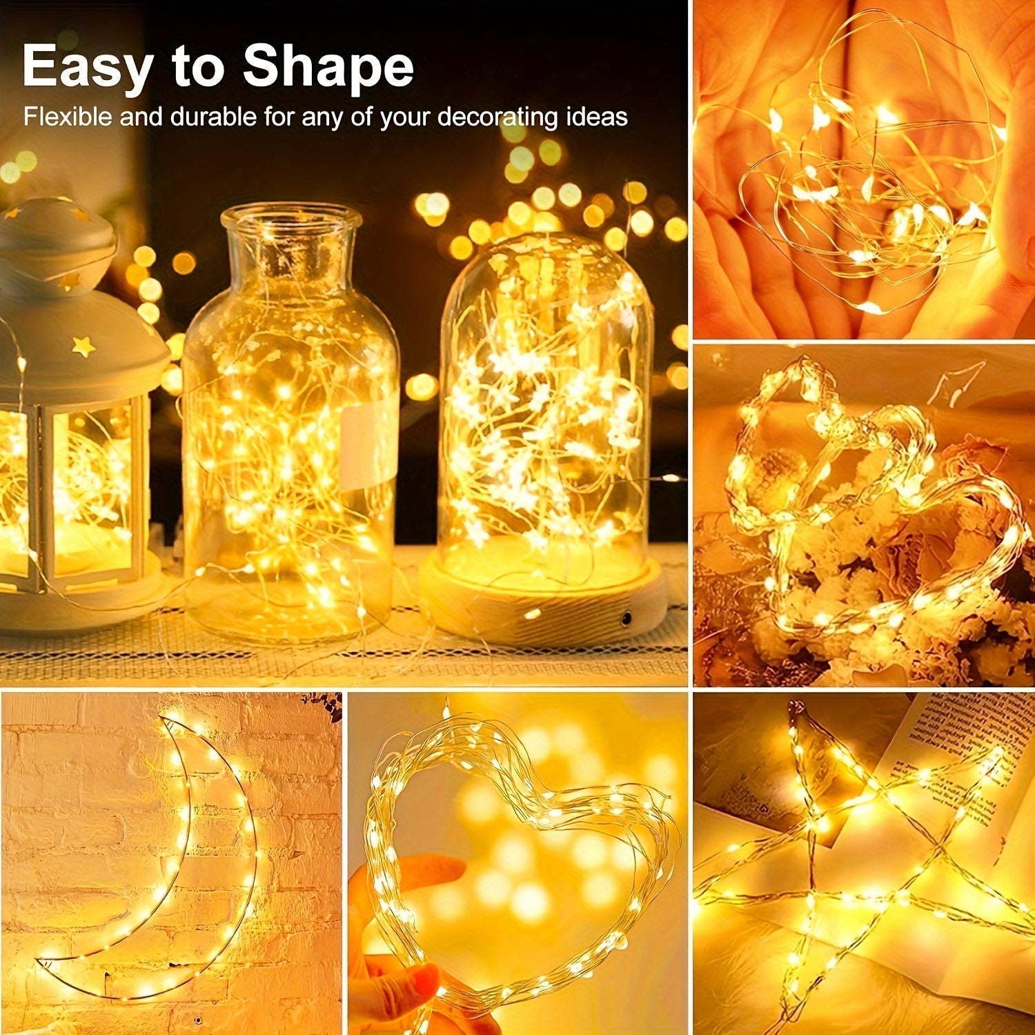 LED Fairy Lights Battery Operated 30 or 100 Pack 6.5ft 20 LED Silver Wire – Firefly String Lights for Wedding Christmas Halloween Bedroom Party & DIY Crafts