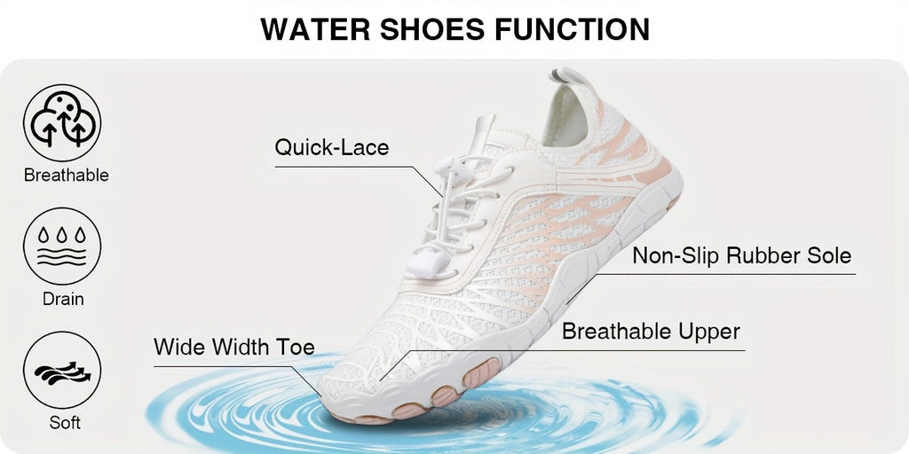 Barefoot Shoes for Women Wide Toe Box Minimalist Athletic Walking Shoes, Non-Slip Breathable Lightweight Water Shoes for Beach, Pool, Swim & Hiking - Unisex Black Pink White US 6-11