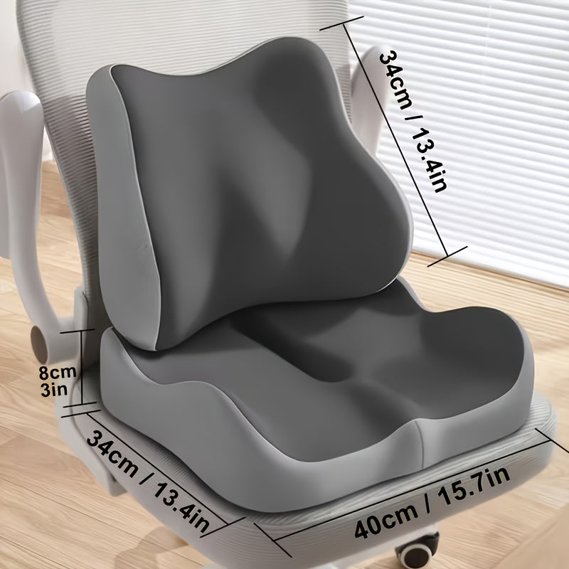 Memory Foam Seat Cushion Ergonomic Tailbone Coccyx Relief for Office Chair Wheelchair Car Seat – Contoured Non-Slip Breathable Knit Cover Lumbar Support Multiple Colors