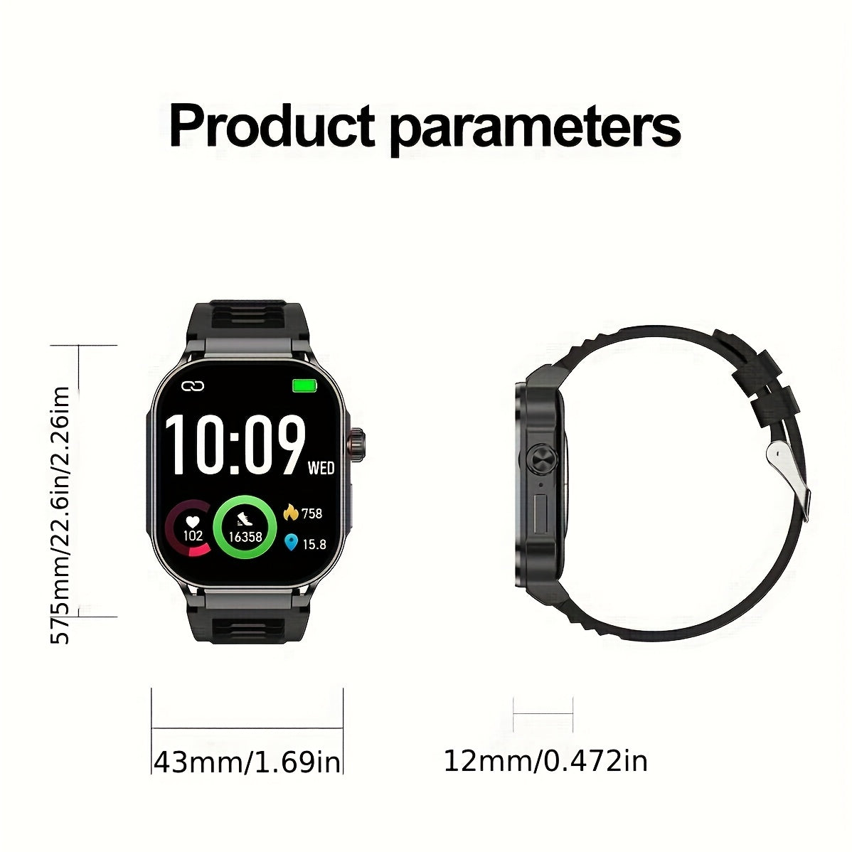 Smartwatch with AI Voice Command 2.1" HD Full Screen Bluetooth 5.3 – 400mAh Battery, Wireless Calls, SMS Alerts, 123+ Sports Modes, Music Playback, Heart Rate & Fitness Tracker for Men Women