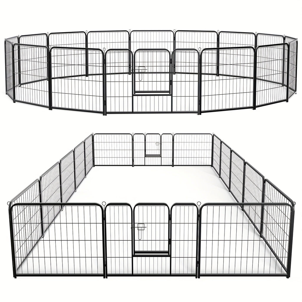 Dog Playpen 8 or 16 Panel DIY Metal Kennel with Door for Large Medium Small Dogs – 24 32 40 Inch Indoor Outdoor Puppy Pen Easy to Assemble & Move