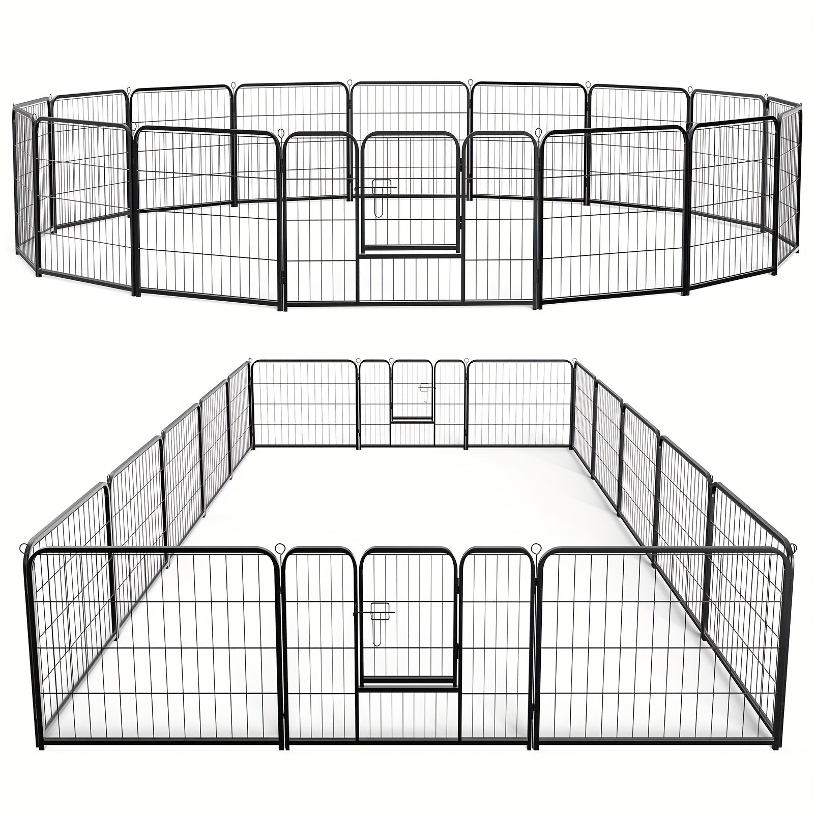 Dog Playpen 8 or 16 Panel DIY Metal Kennel with Door for Large Medium Small Dogs – 24 32 40 Inch Indoor Outdoor Puppy Pen Easy to Assemble & Move