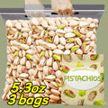 Natural Pistachios with Shell Individually Wrapped Snack Bags 3 Pack 5.3oz Each Ready-to-Eat Protein Snack
