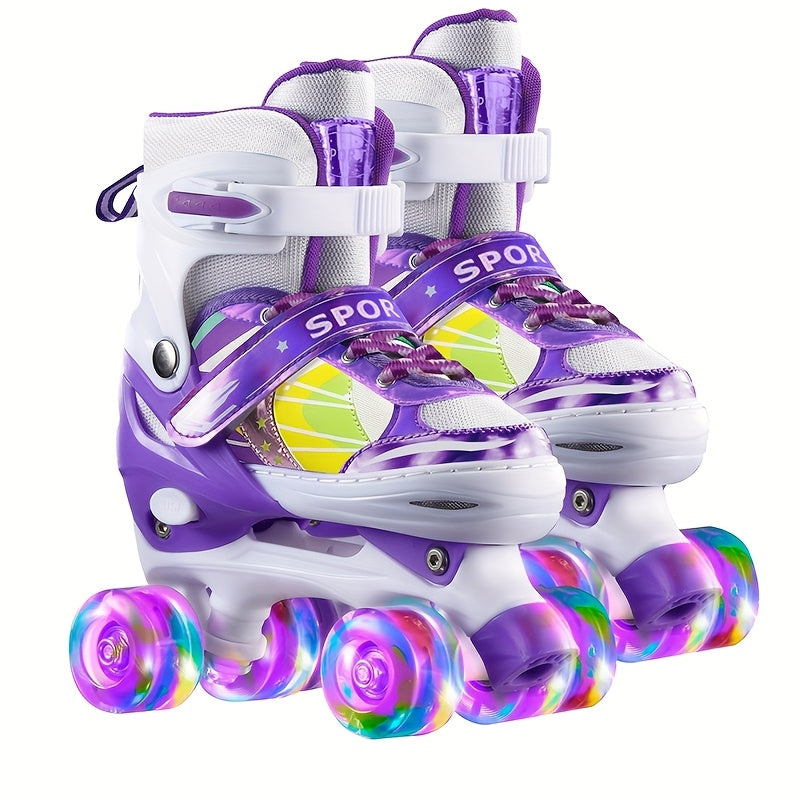 Kids Adjustable Roller Skates 3 Fit Levels Breathable Mesh – Beginner Children Skates in 6 Colors Lavender Purple Dusty Rose Powder Blue for Boys Girls Little Kid to Youth Sizes