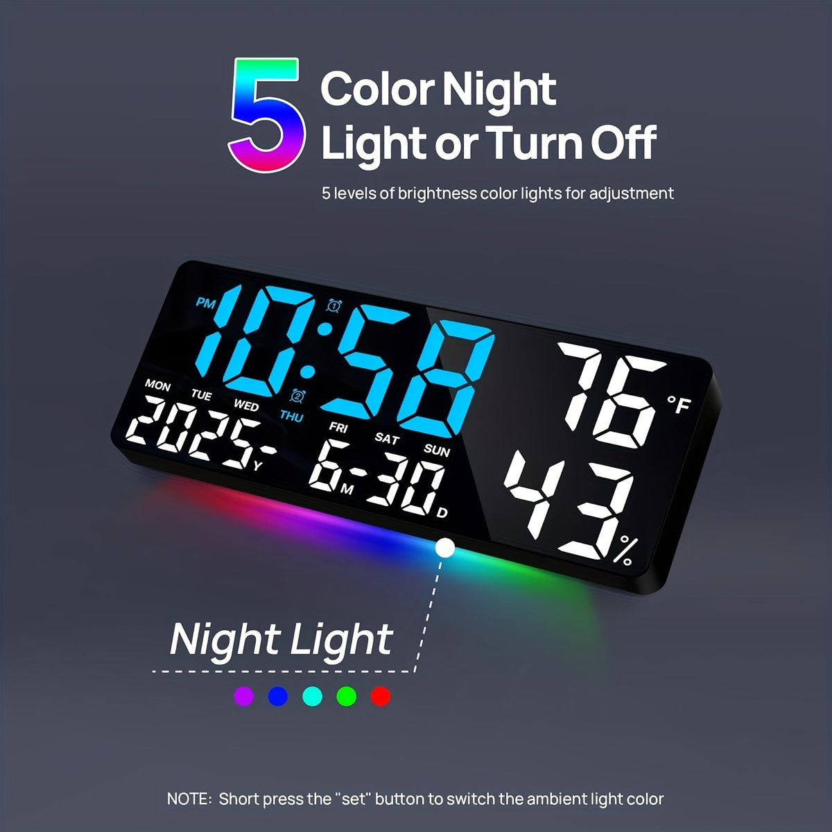 Large Screen LED Alarm Clock with Auto-Dimming Remote Control – 15 Inch Digital Clock Displays Time, Date, Week, Temperature & Humidity – Bedroom Bedside Clock for Seniors, Living Room, Office Desk
