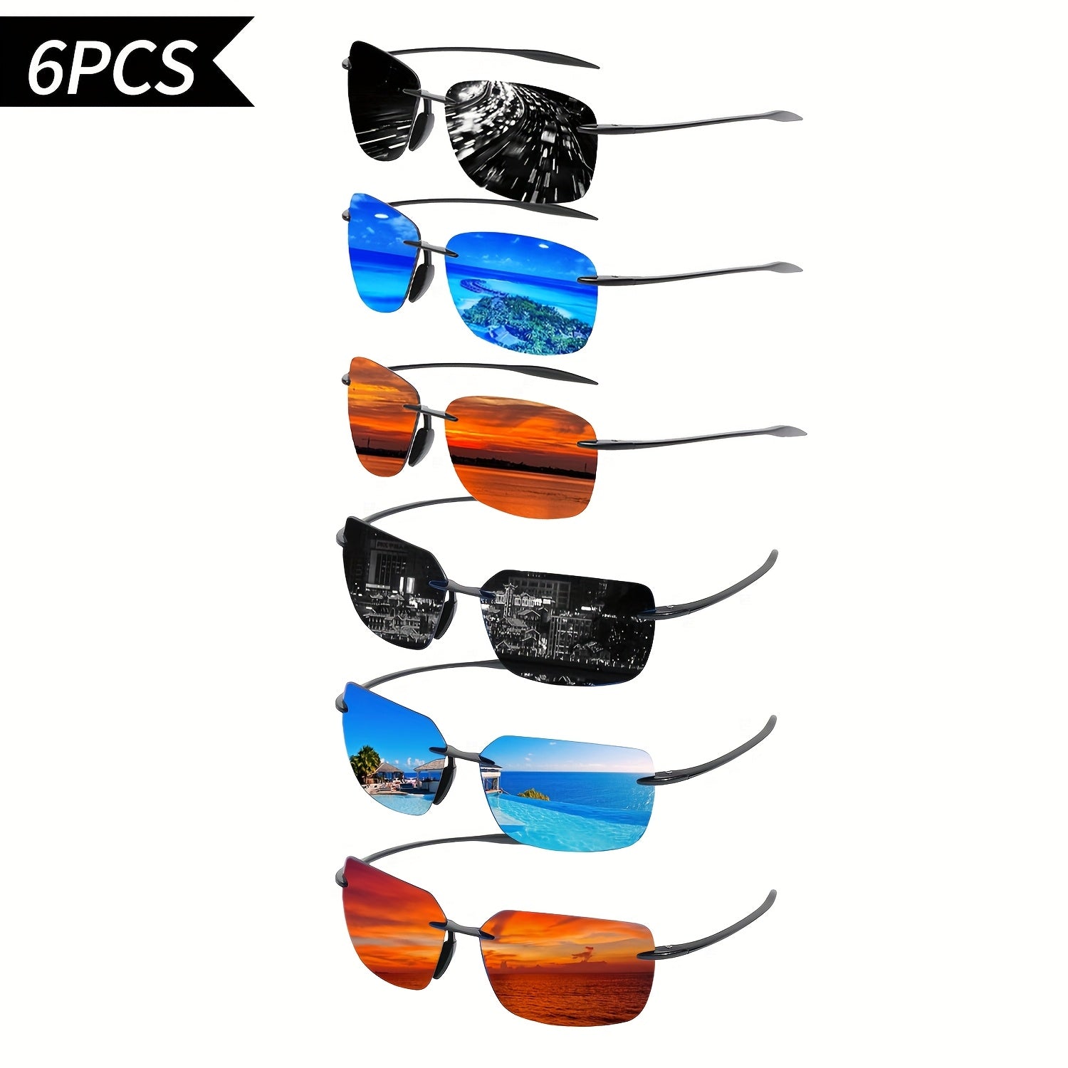 Polarized Sunglasses for Men 3 or 6 Pack – UV400 Anti-Glare HD Lenses Lightweight PC Frame Driving Outdoor Sports Fishing Hiking Bulk Gift Set for Him Dad