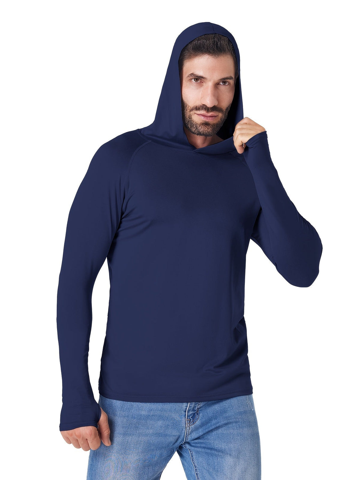 5 Pack Men's Long Sleeve Hooded Fishing Shirts UPF Sun Protection – Lightweight Moisture-Wicking Rash Guard for Fishing Hiking Kayaking Boating Outdoor Sports, Sizes S-XXL, 3 Mixed Color Sets