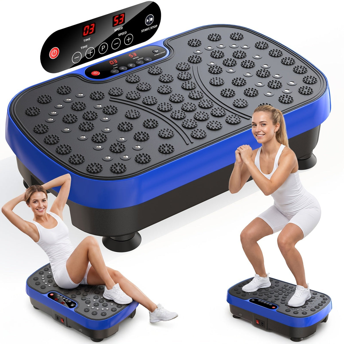 Vibration Plate Whole Body Workout Machine for Lymphatic Drainage – Silent Motor Adjustable Speed Home Gym Fitness Platform for Weight Loss Muscle Toning in White & Black