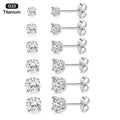G23 Titanium Stud Earrings Set Hypoallergenic Zirconia Multiple Piercing Stacking Earrings 3 4 5 6 7 8mm Small Studs for Women Men Sensitive Ears Gift