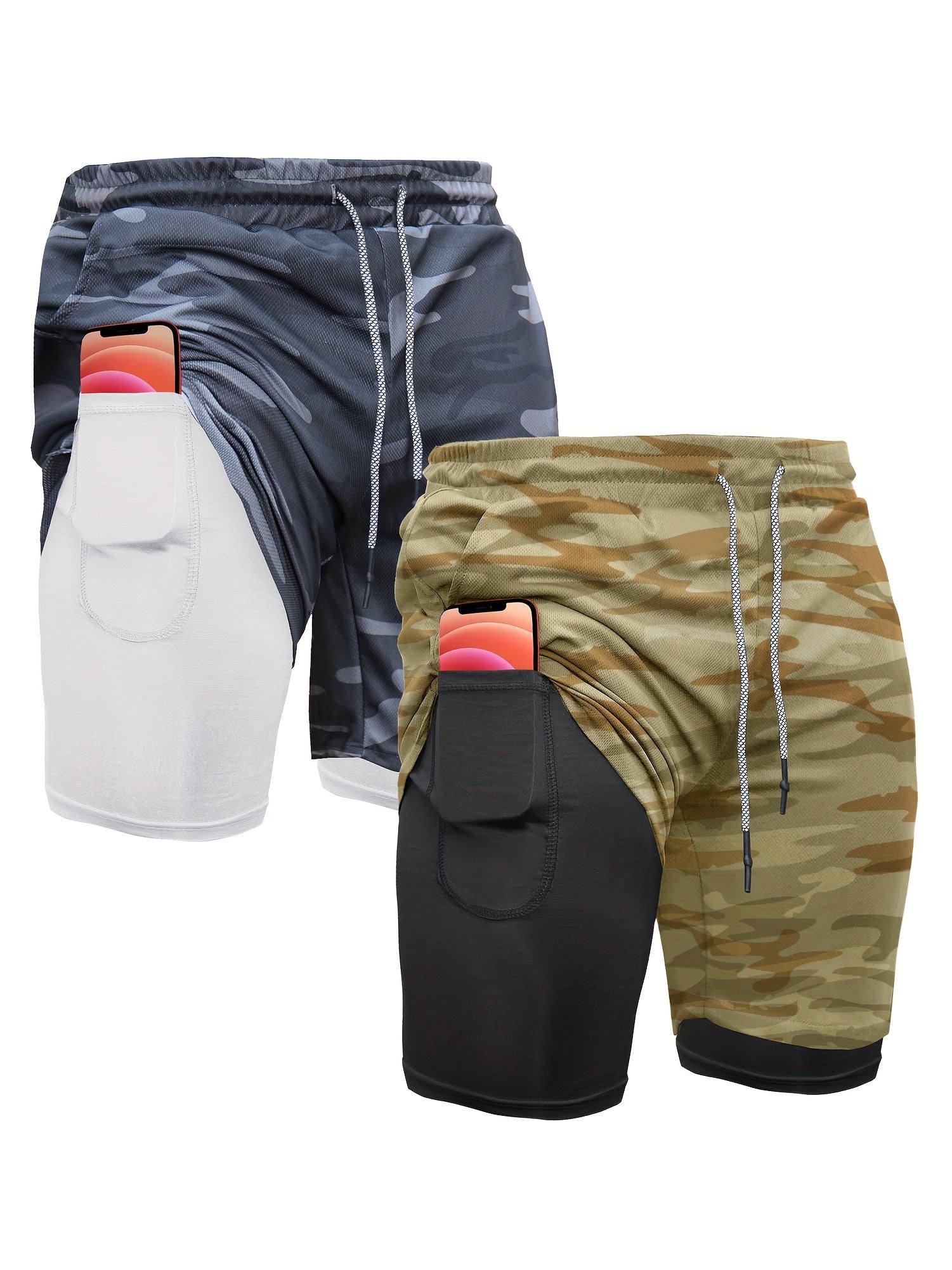 Men's 2-in-1 Running Shorts 7 Inch Quick Dry Compression Liner – Lightweight Athletic Workout Gym Shorts for Men, Polyester Training Shorts for Running Yoga Hiking Outdoor Sports S M L XL XXL