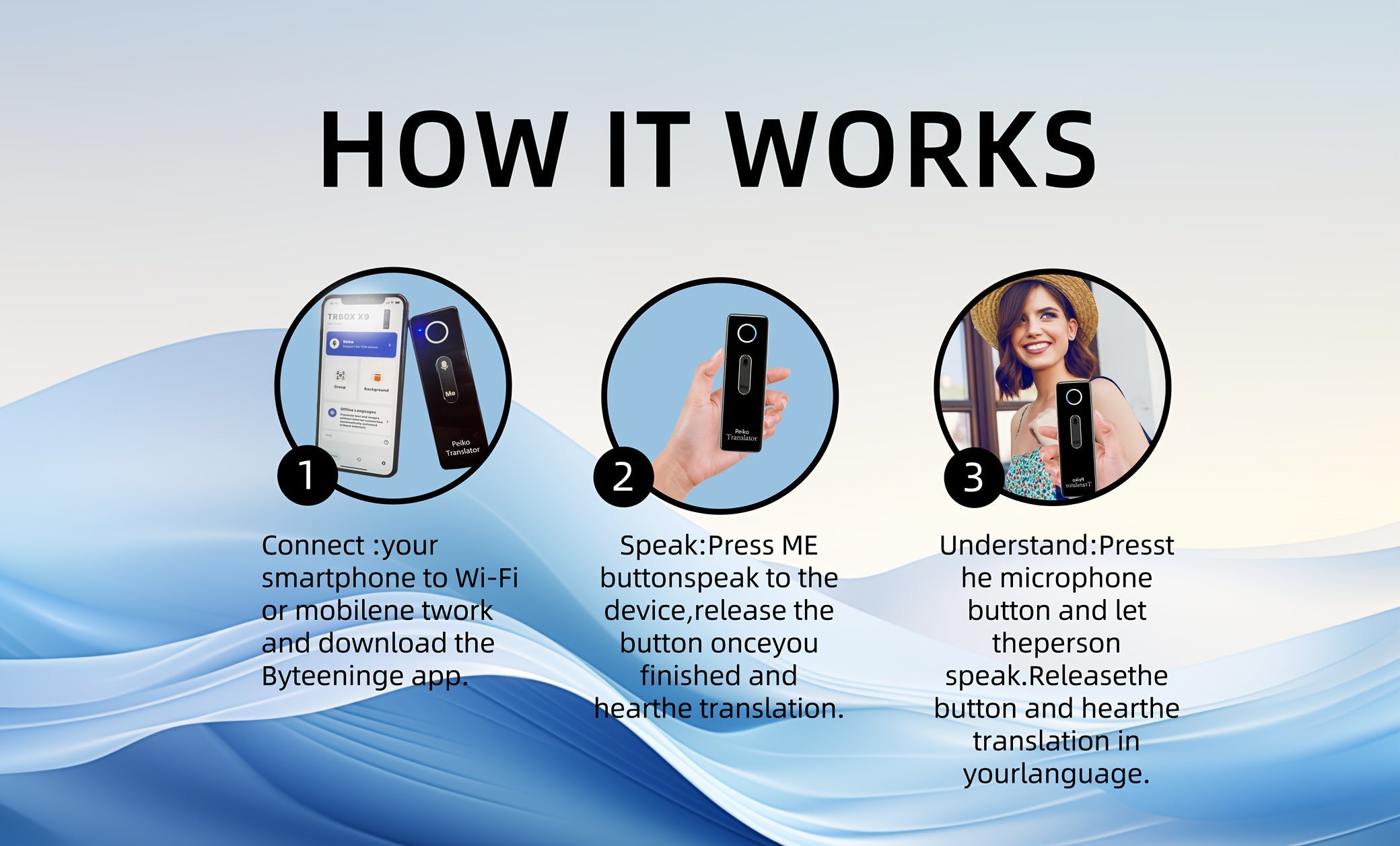 Trbox X9 Portable Language Translator Device – Two-Way Instant Voice Translation 136 Languages, WiFi & Offline Support, AI-Powered High Accuracy Translator for Travel Business Learning