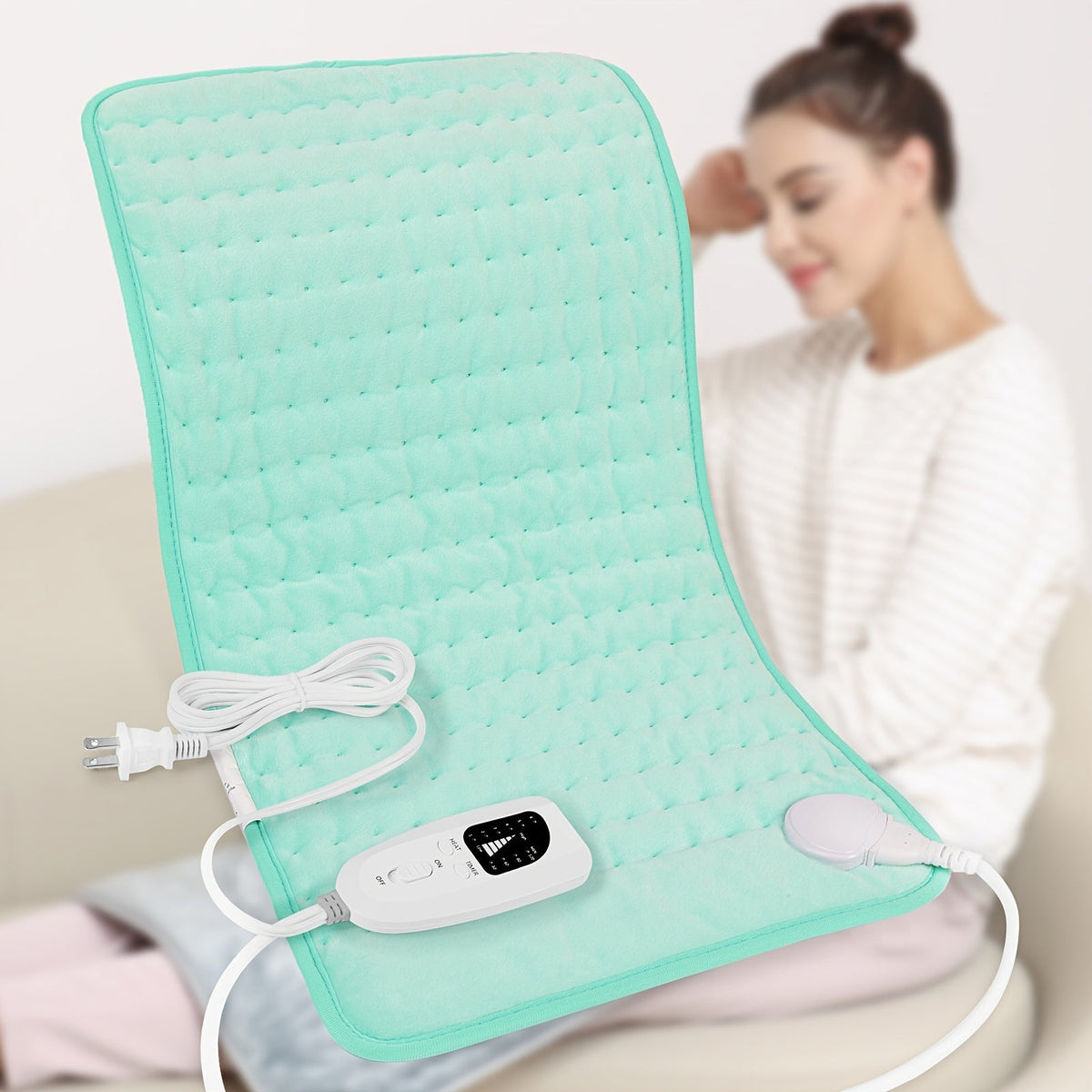 Extra Large Heating Pad 24"x12" for Back Neck Shoulders & Full Body – 6 Heat Settings 104–140°F, Wet & Dry Heat, Auto Shut-Off Timer, Machine Washable Ultra-Soft Flannel Electric Pad for Pain Relief