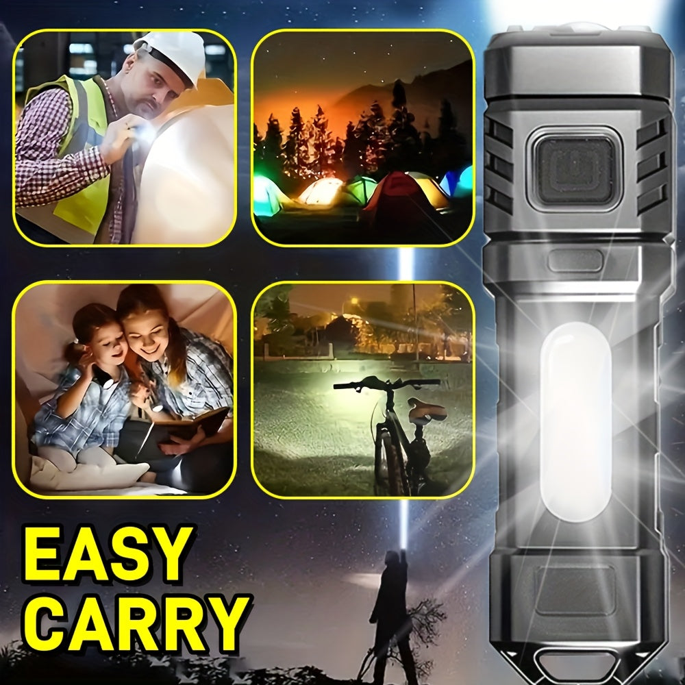 Rechargeable LED Flashlight 3 or 6 Pack 2000 Lumens COB USB-C – Compact Mini Handheld Flashlight with 4 Modes, 300M Beam, Back Clip & Built-In Battery for Camping Hiking Hunting Emergency EDC