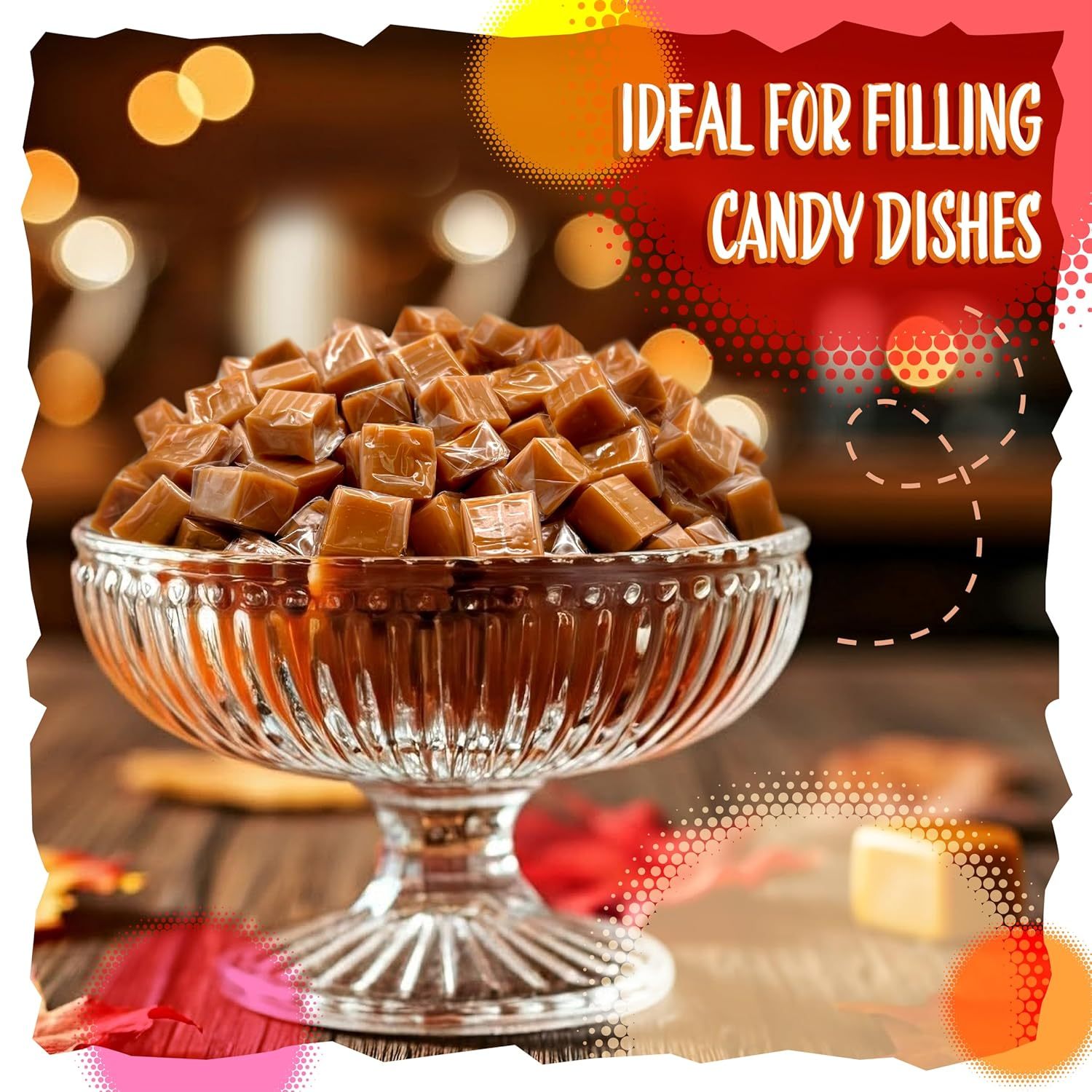 Vanilla Caramel Cubes Candy 3 Pound Bulk Pack 225 Count - Individually Wrapped Soft Buttery Chewy Caramel Squares for Snacking Baking Gifting Candy Bowls Events
