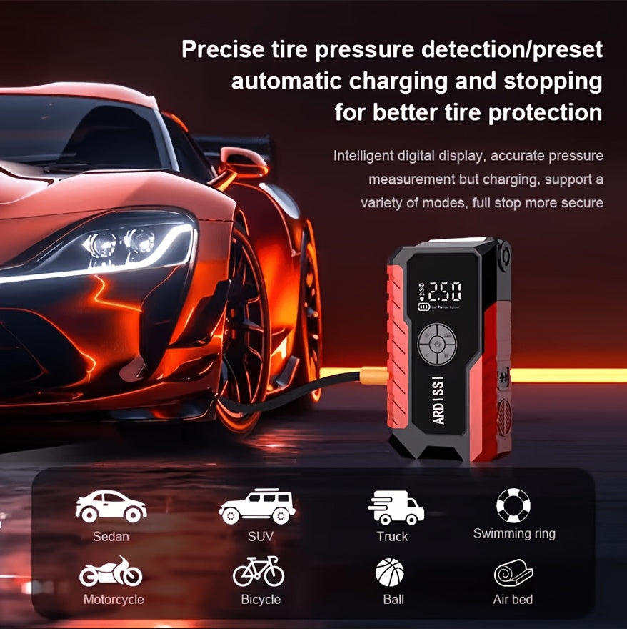 5000A Peak Portable Car Jump Starter with 150 PSI Air Inflator Pump – 10000mAh All-in-One Emergency Battery Booster, Type-C, LED Light for 12V Gas & Diesel Cars, Trucks, SUVs & Motorcycles