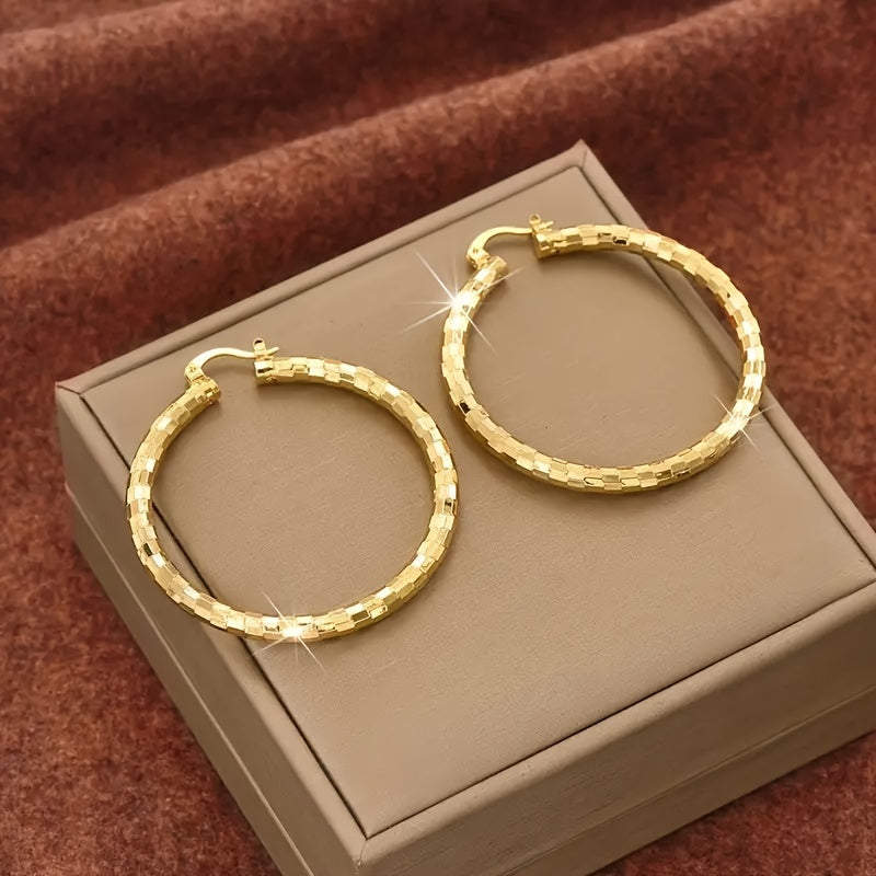 14K Gold Plated Twisted Hoop Earrings for Women – Vintage Bohemian Creole Round Hoops, Nickel-Free Copper, Perfect for Daily Wear Wedding Party Birthday Christmas Gift