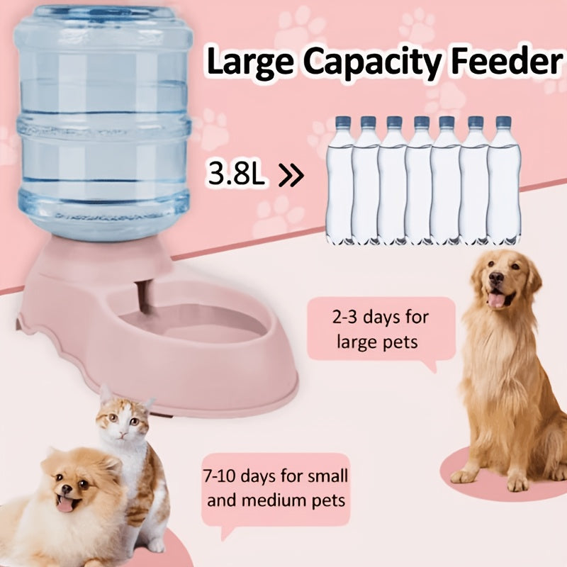 Automatic Gravity Pet Feeder and Water Dispenser 1 Gallon 3.8L - No Battery BPA-Free PP, Hands-Free Gravity Feeding Station for Cats and Small Medium Dogs, Perfect Pet Gift