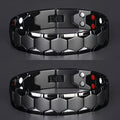 Men's Titanium Alloy Hexagonal Wide Bracelet 2-Piece Set – Hypoallergenic Water-Resistant Snap Ring Wristband Bold Geometric Fashion Jewelry Gift for Men Black Silver Gold