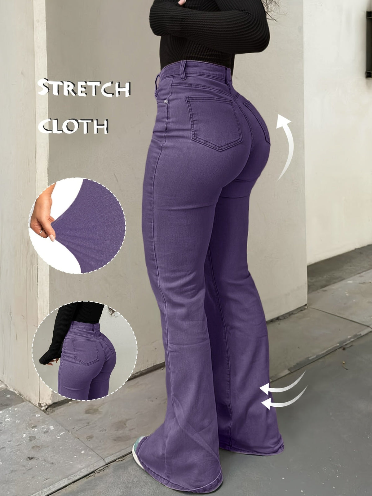 Y2K Vintage High-Waist Straight Leg Denim Jeans Women High Elastic Waistband Solid Color Long Pants 12 Colors XS-XXL Streetwear
