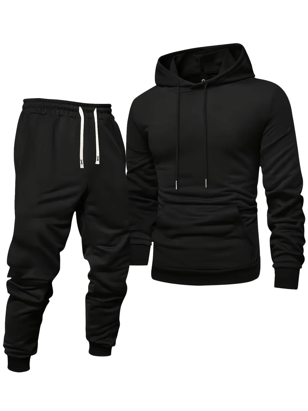 Men's Hoodie Sweatshirt Set 6pcs Casual Tracksuit Long Sleeve Pullover with Drawstring Jogger Pants Knitted Fabric Black Red Gray Solid Color Sportswear for Men Regular Fit Gym Workout Outfit