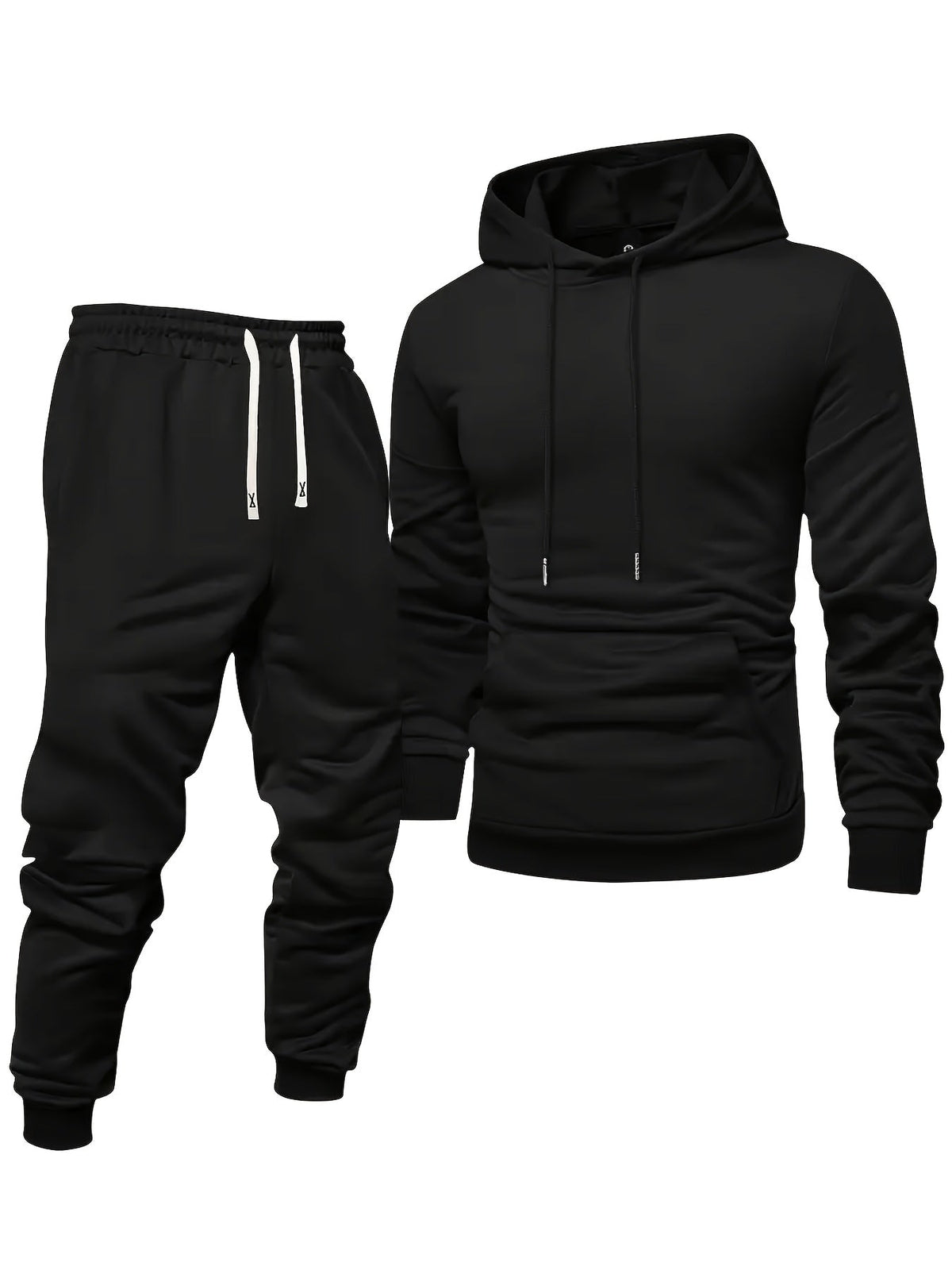 Men's Hoodie Sweatshirt Set 6pcs Casual Tracksuit Long Sleeve Pullover with Drawstring Jogger Pants Knitted Fabric Black Red Gray Solid Color Sportswear for Men Regular Fit Gym Workout Outfit