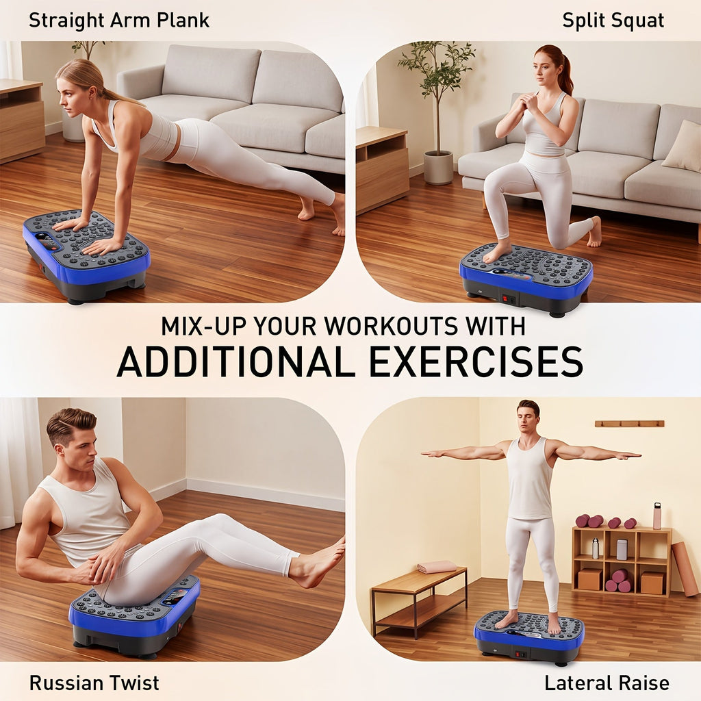 Vibration Plate Whole Body Workout Machine for Lymphatic Drainage – Silent Motor Adjustable Speed Home Gym Fitness Platform for Weight Loss Muscle Toning in White & Black