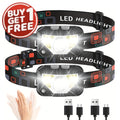 1200 Lumen Rechargeable LED Headlamp with Motion Sensor & Red Light – 8 Modes, USB-C, Waterproof Head Lamp for Camping Hiking Fishing Auto Repair Garage Emergency, Gift for Men