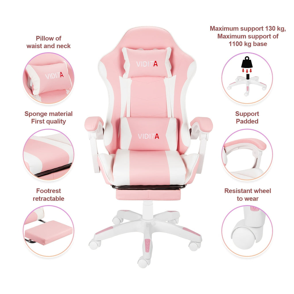 Ergonomic Gaming Chair Racing Style High Back Lumbar Support Five-Wheel Swivel Velvet PU Leather Adjustable Recliner Office Chair Adults Teens Multi-Color