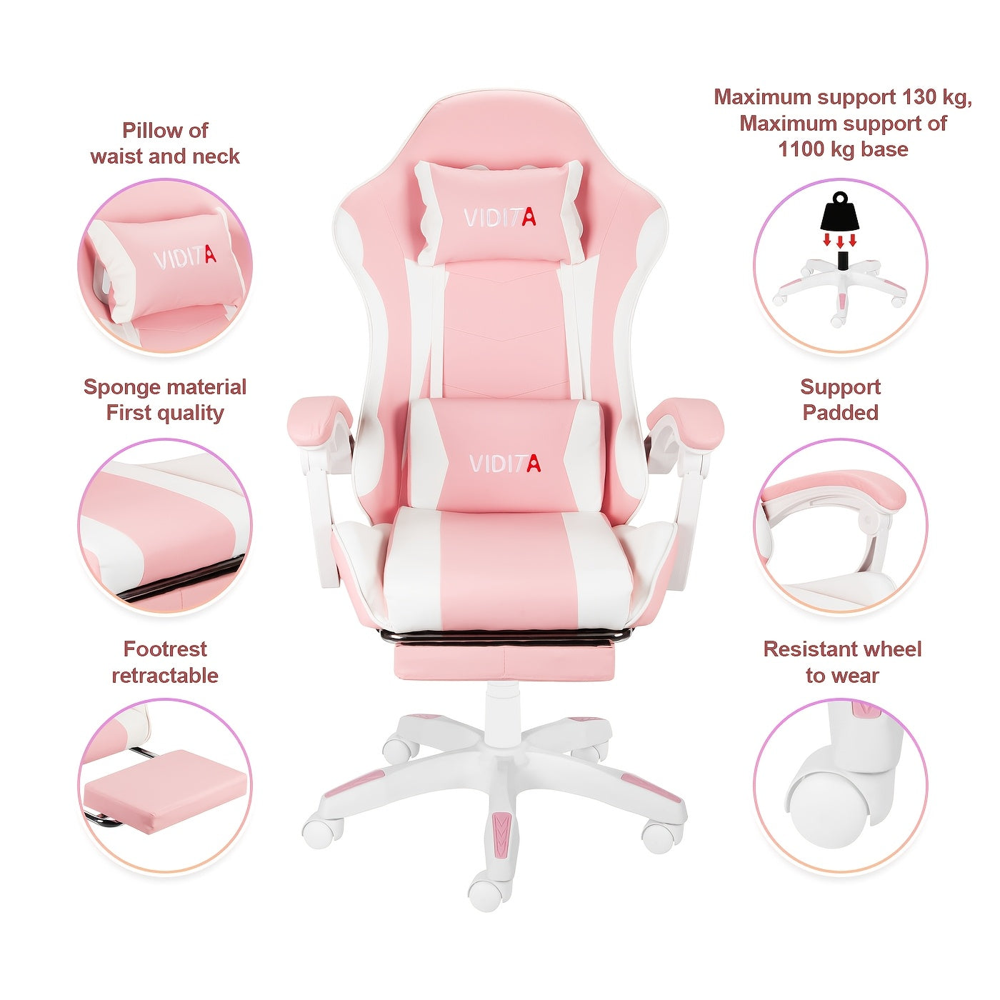 Ergonomic Gaming Chair Racing Style High Back Lumbar Support Five-Wheel Swivel Velvet PU Leather Adjustable Recliner Office Chair Adults Teens Multi-Color