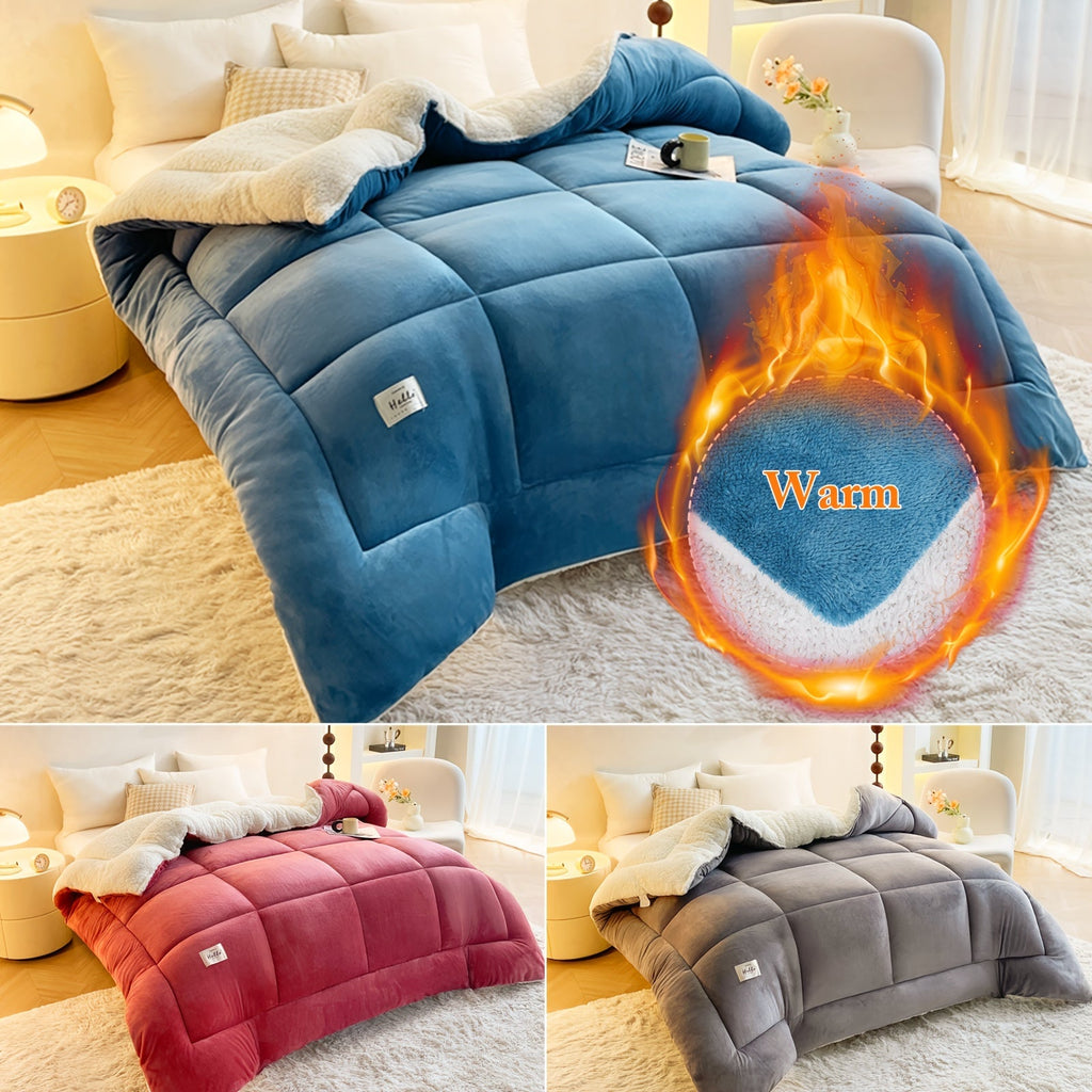 All Season Comforter – Thick Soft Quilted Box Stitch Solid Color, Ultra Breathable Machine Washable Duvet for Autumn Winter Spring, Twin Full Queen King Sizes