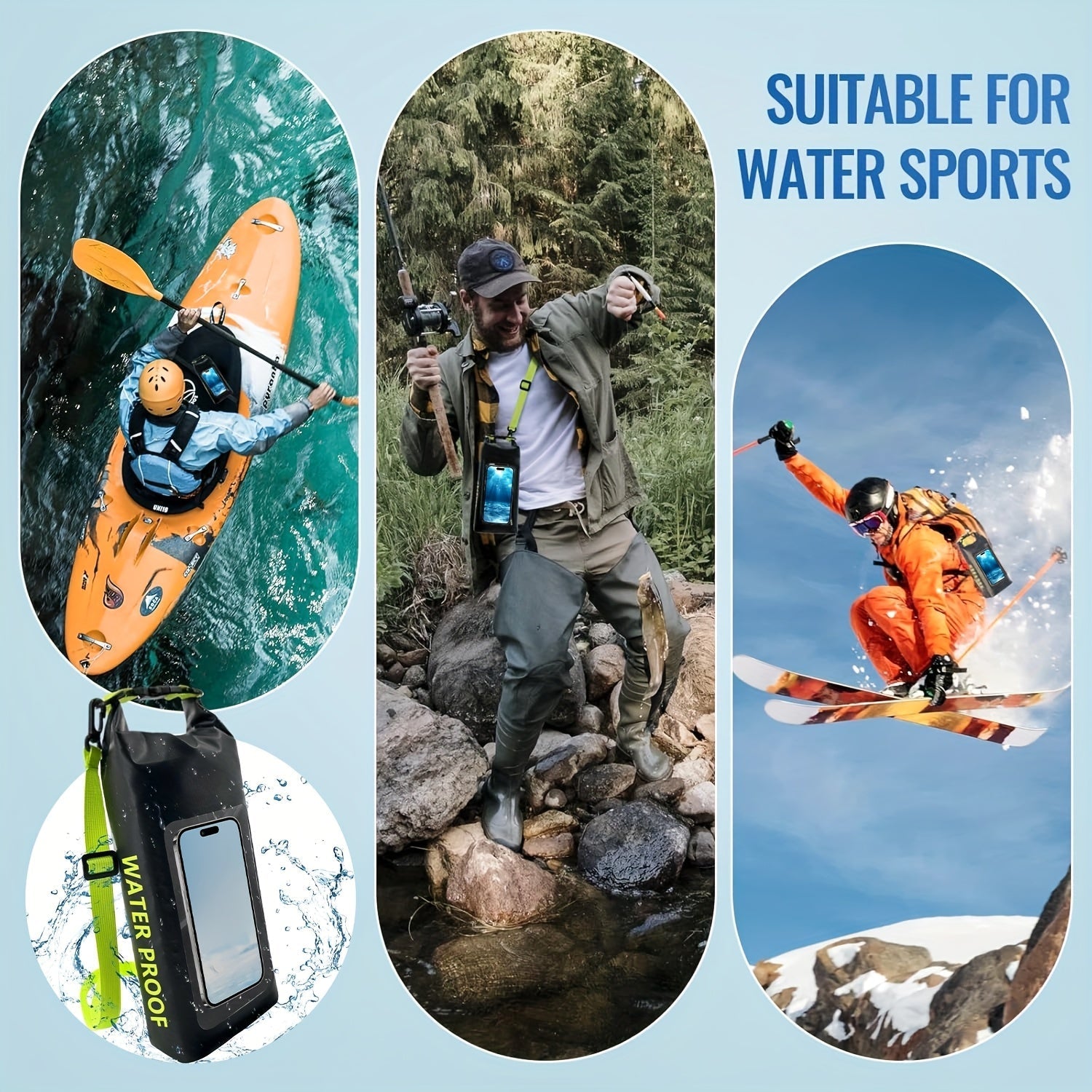 10L Waterproof Dry Bag Roll-Top with Phone Case - Crossbody Shoulder Bag for Kayaking Boating Beach Camping Swimming Fishing Rafting Travel