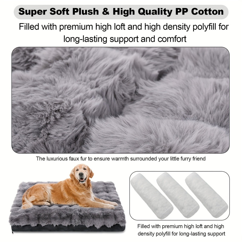 Orthopedic Dog Bed for Large Dogs Memory Foam Pet Bed with Removable Washable Cover Anti-Slip Base Faux Fur – Joint Relief Heavy Duty, Small Medium XL XXL Sizes