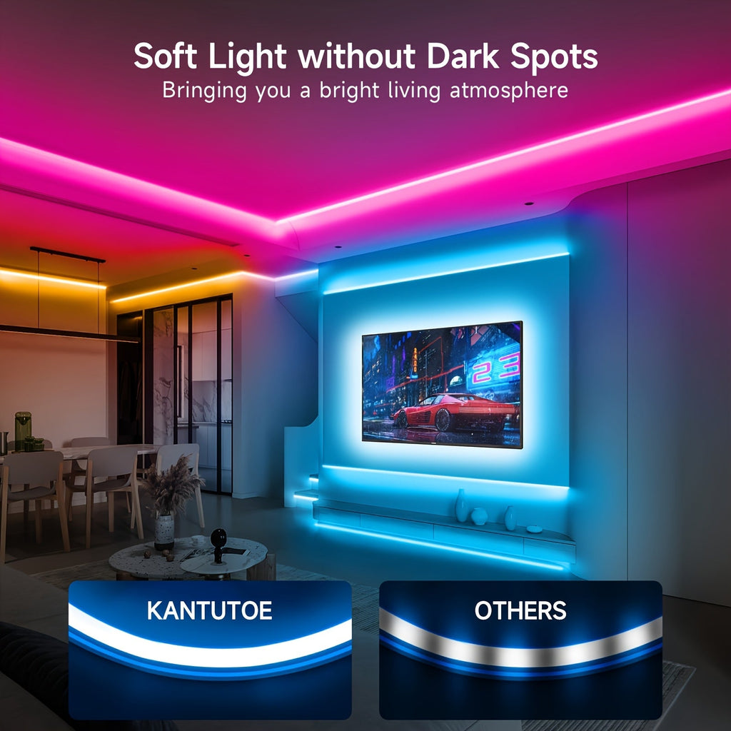 RGB LED Neon Rope Light IP65 Waterproof App & Remote Control Music Sync – Color-Changing Flexible Silicone Strip 3.2ft 9.8ft 16.4ft for Gaming Bedroom & Outdoor Decor