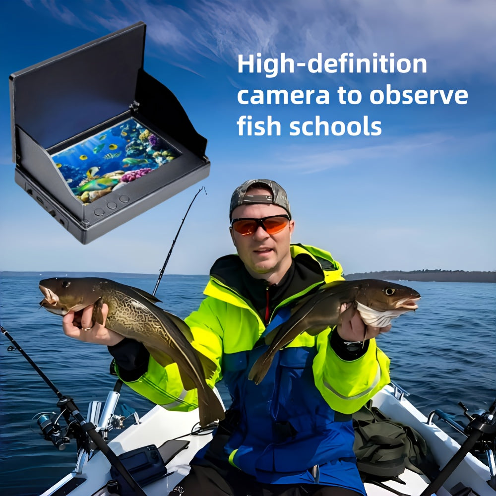 Fish Finder with HD Underwater Camera 4.3 Inch Screen 140 Degree Wide Angle Lens Fish Attracting Light Portable Fishing Viewing Set for Ice Fishing Lake River