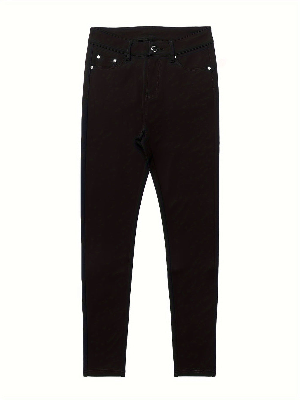 High Waist Stretch Skinny Jeans Women Metal Button Detail Street Style Slim Fit Denim Pants 10 Colors S-XXL