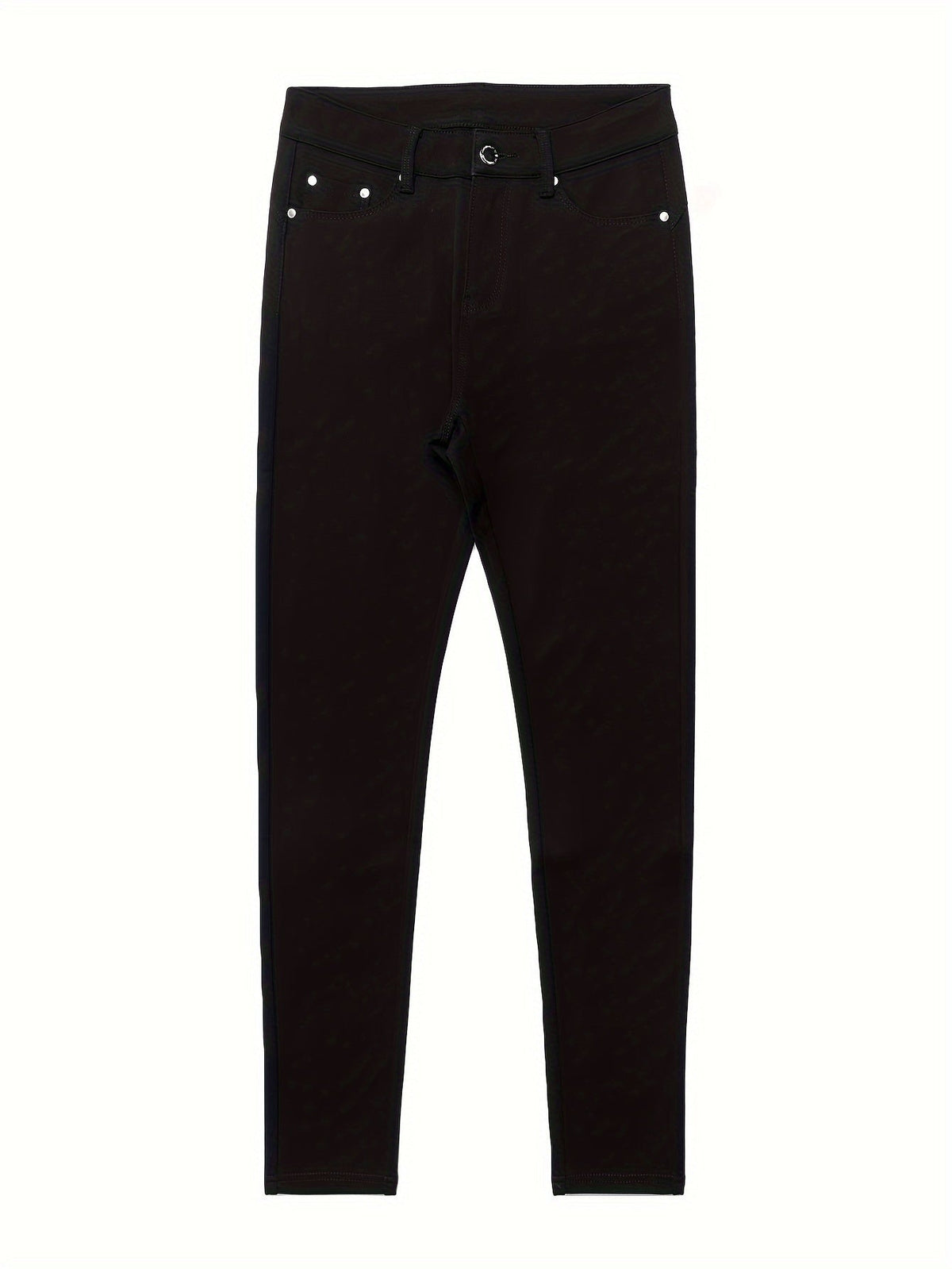 High Waist Stretch Skinny Jeans Women Metal Button Detail Street Style Slim Fit Denim Pants 10 Colors S-XXL