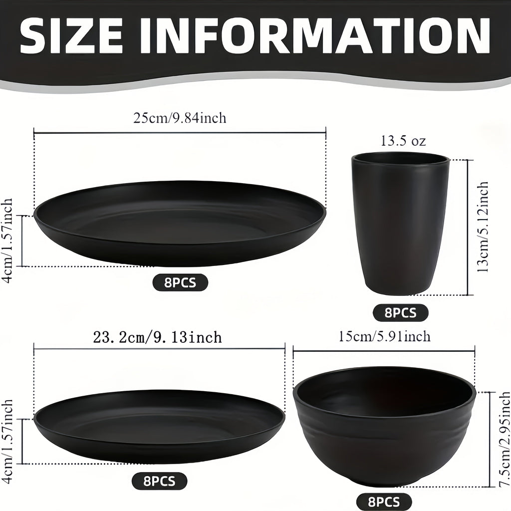 Wheat Straw Dinnerware Set 16 or 32 Piece – Unbreakable Lightweight Dishwasher Microwave Safe Plates Bowls Cups Modern Kitchen Tableware Gift for Thanksgiving Christmas Housewarming