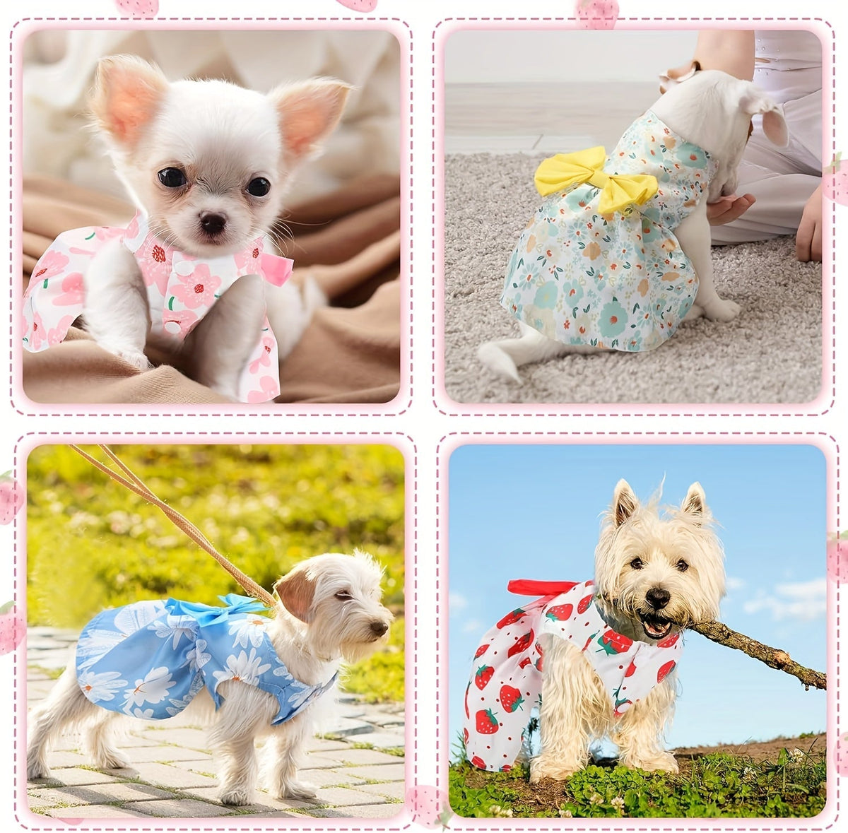 5-Pack Floral Princess Bow Dog Dresses for Small Dogs Soft Polyester Knit Pet Costume for Yorkies Chihuahuas Maltese Pomeranians Cats All Seasons 5 Cute Styles Gift