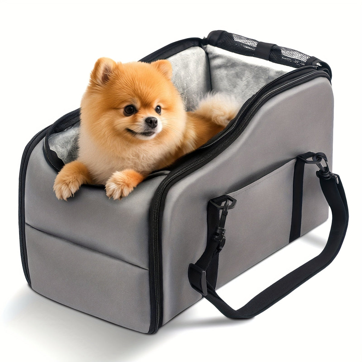 Pet Car Booster Seat with Safety Harness Center Console Dog Car Carrier Nest for Small Dogs Cats Portable Travel Pet Bed Easy-Clean Multiple Colors
