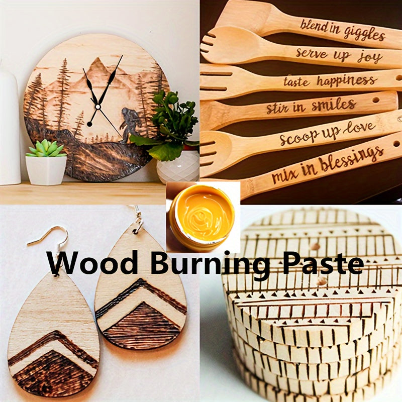 Wood Burning Paste Kit Heat Activated Pyrography Gel Set with Burning Pens Squeegee Tools, 6 Jars 1.5OZ Etching Cream for Wood Canvas Denim Fabric, DIY Craft Kit for Beginners Artists Adults