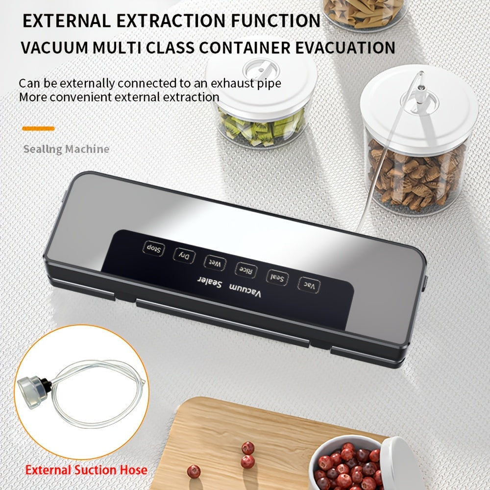 Vacuum Sealer Machine 65KPA 6-in-1 with 40 Free Bags – Wet & Dry Mode, Automatic Food Vacuum Sealing Machine for Food Storage & Preservation, Commercial & Household Kitchen Food Saver with External Hose