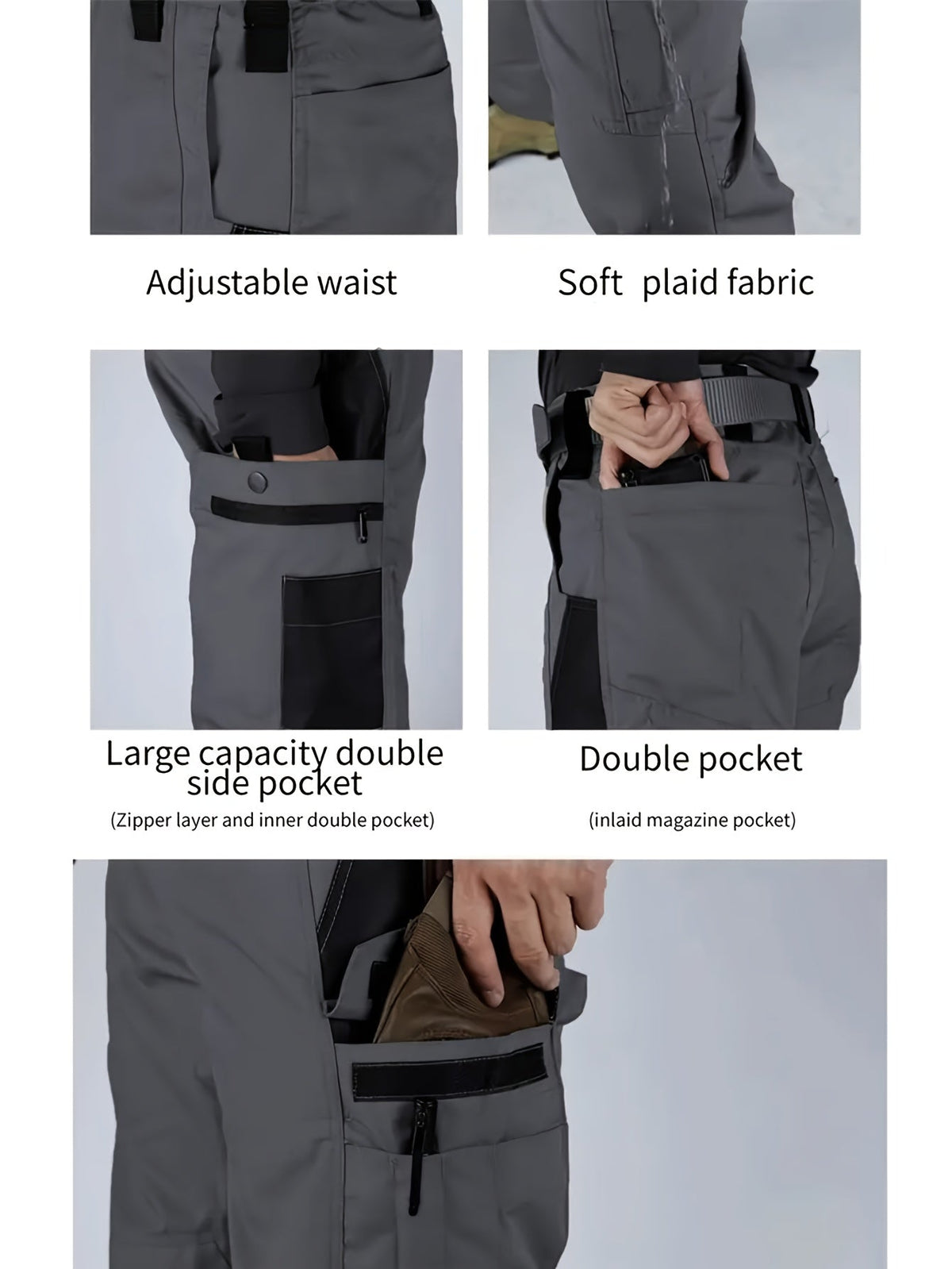 Men's Tactical Cargo Pants Quick-Dry Lightweight Multi-Pocket Hiking Outdoor Work Pants S-XXXL Black Grey Green Brown Regular Fit Utility Trousers