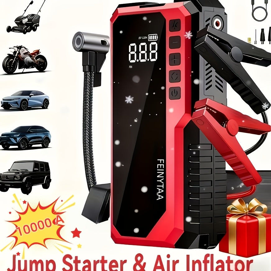Jump Starter with Digital Tire Inflator 5000A 10000A Peak Multi-Function Car Jump Box Smart Battery Clamps LED Flashlight Power Bank Emergency Kit for Car Truck SUV RV Motorcycle – G800 G818
